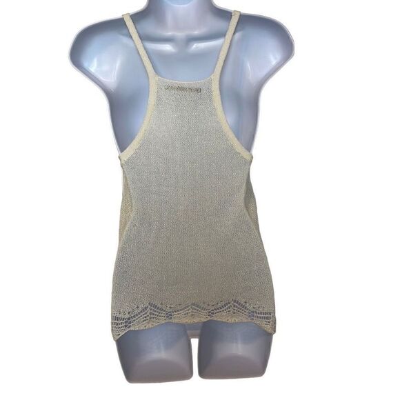 Rubbish EUC Cream Lightweight Knit Racerback Crochet Hem Tank Sz XS - Picture 2 of 9